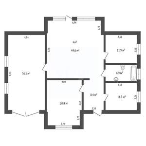 Дом 124м&sup2;, 1-этажный, участок 8 сот.  