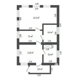 Дом 52м&sup2;, 1-этажный, участок 6 сот.  