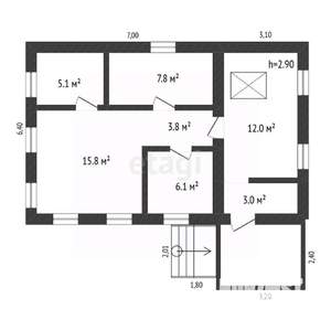 Дом 55м², 1-этажный, участок 5 сот.  