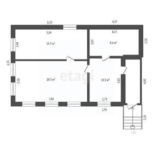 Дом 54м&sup2;, 1-этажный, участок 6 сот.  