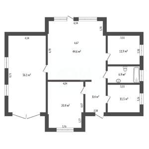 Дом 124м&sup2;, 1-этажный, участок 8 сот.  