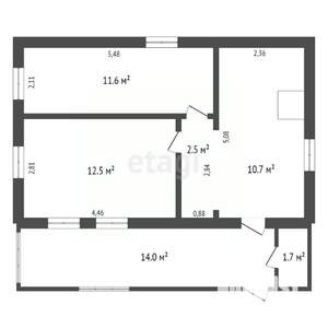 Дом 48м&sup2;, 1-этажный, участок 12 сот.  