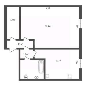 1-к квартира, вторичка, 28м2, 3/5 этаж