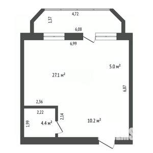 Студия квартира, вторичка, 55м2, 5/15 этаж