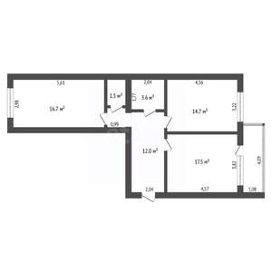 2-к квартира, вторичка, 68м2, 2/14 этаж