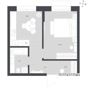1-к квартира, вторичка, 36м2, 2/16 этаж