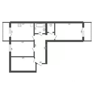 3-к квартира, вторичка, 73м2, 3/6 этаж