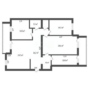 3-к квартира, вторичка, 124м2, 6/12 этаж