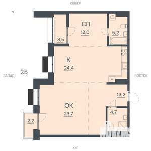 2-к квартира, строящийся дом, 89м2, 7/12 этаж