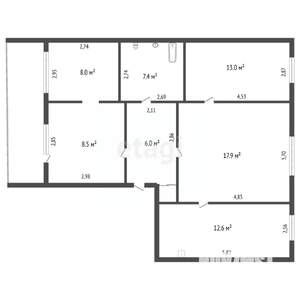4-к квартира, вторичка, 74м2, 5/5 этаж