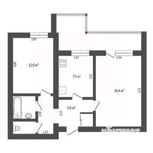 2-к квартира, вторичка, 52м2, 5/9 этаж