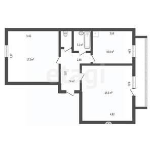 2-к квартира, вторичка, 59м2, 4/9 этаж