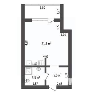 Студия квартира, вторичка, 30м2, 7/9 этаж