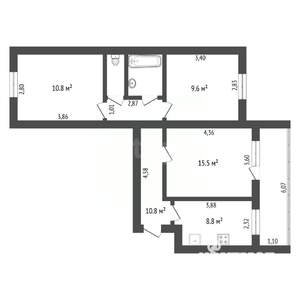 3-к квартира, вторичка, 59м2, 9/9 этаж