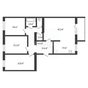4-к квартира, вторичка, 74м2, 5/5 этаж