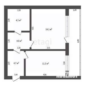 1-к квартира, вторичка, 49м2, 5/5 этаж