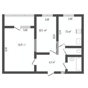 2-к квартира, вторичка, 48м2, 8/10 этаж
