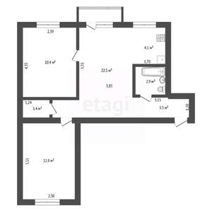 3-к квартира, вторичка, 58м2, 3/4 этаж