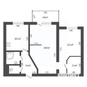 2-к квартира, вторичка, 56м2, 6/10 этаж