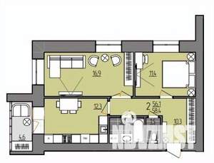 2-к квартира, вторичка, 58м2, 7/9 этаж