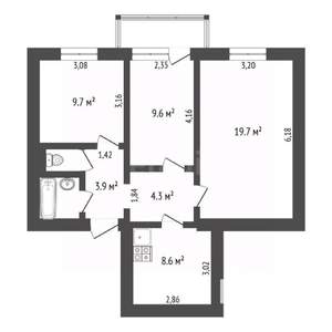 3-к квартира, вторичка, 60м2, 3/5 этаж