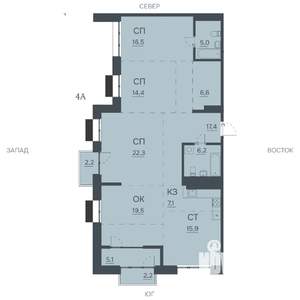 4-к квартира, строящийся дом, 140м2, 11/12 этаж