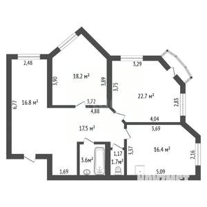 3-к квартира, вторичка, 97м2, 8/14 этаж