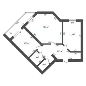 2-к квартира, вторичка, 57м2, 2/14 этаж