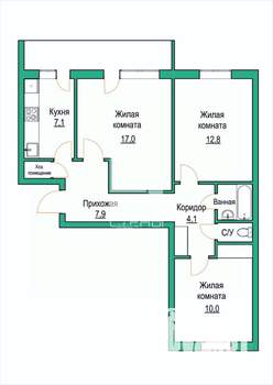 3-к квартира, вторичка, 65м2, 3/9 этаж