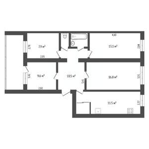 4-к квартира, вторичка, 75м2, 6/6 этаж