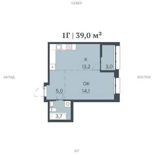 1-к квартира, строящийся дом, 39м2, 5/12 этаж