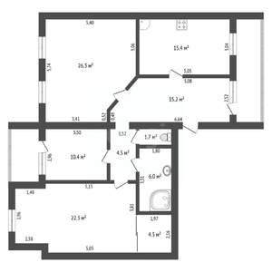 3-к квартира, вторичка, 106м2, 5/6 этаж