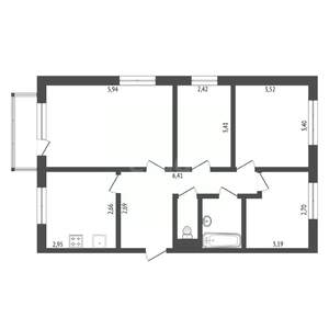 4-к квартира, вторичка, 70м2, 5/5 этаж