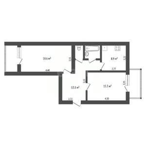 2-к квартира, вторичка, 63м2, 2/5 этаж