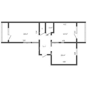 2-к квартира, вторичка, 68м2, 10/10 этаж
