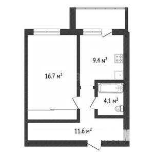 1-к квартира, вторичка, 44м2, 2/10 этаж