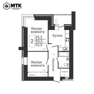 2-к квартира, вторичка, 53м2, 11/11 этаж