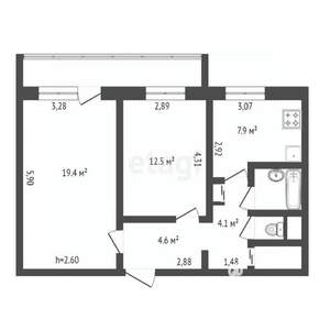 2-к квартира, вторичка, 54м2, 10/10 этаж
