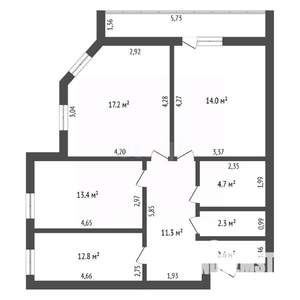 3-к квартира, вторичка, 79м2, 5/16 этаж