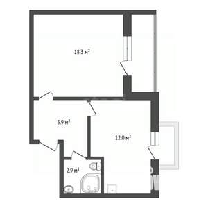 1-к квартира, вторичка, 41м2, 1/3 этаж