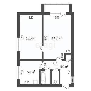 2-к квартира, вторичка, 41м2, 3/5 этаж
