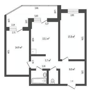 2-к квартира, вторичка, 72м2, 4/10 этаж