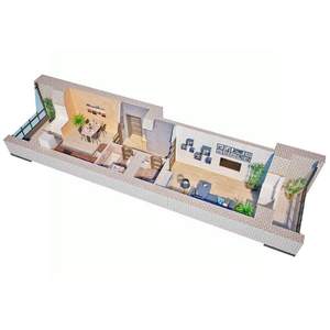 1-к квартира, строящийся дом, 45м2, 10/12 этаж