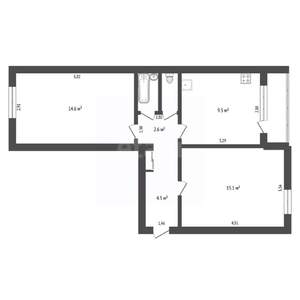 2-к квартира, вторичка, 50м2, 3/5 этаж