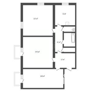 3-к квартира, вторичка, 74м2, 4/4 этаж