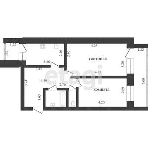 2-к квартира, вторичка, 47м2, 3/5 этаж