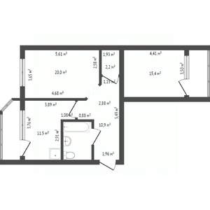 2-к квартира, вторичка, 53м2, 3/10 этаж