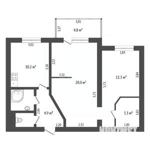 2-к квартира, вторичка, 56м2, 6/10 этаж