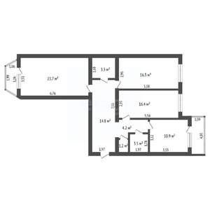 3-к квартира, вторичка, 94м2, 3/10 этаж
