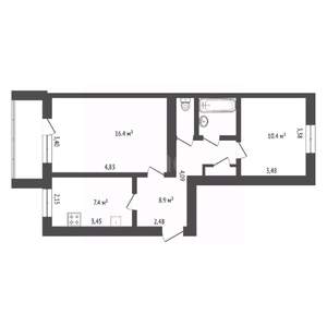 2-к квартира, вторичка, 48м2, 1/5 этаж
